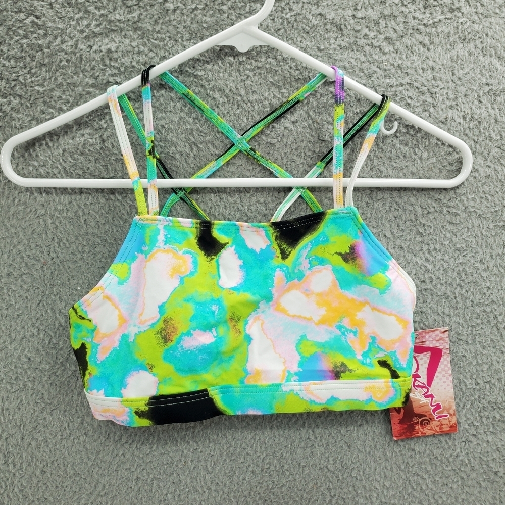 Kanu Surf Girls Aria Beach Mini Tankini Top Swimsuit Tropical Reef Size 14 NWT